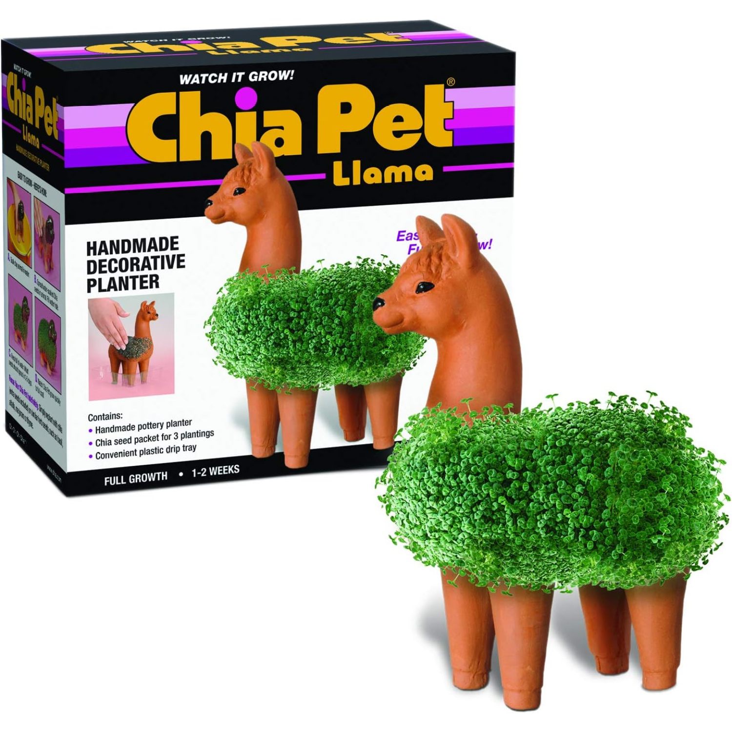 Chia Pet Llama with Seed Pack, Decorative Pottery Planter, Easy to Do and Fun to Grow, Novelty Gift, Perfect for Any Occasion